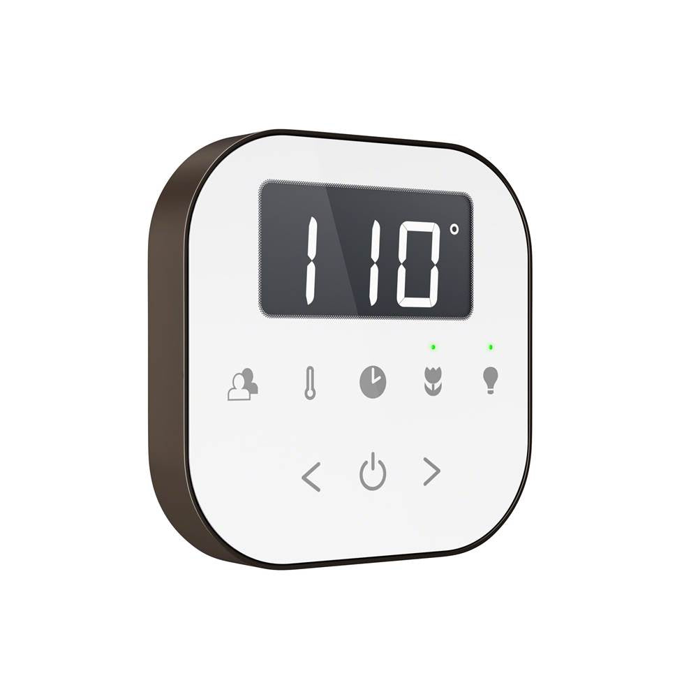 AirTempo Steam Shower Control and Aroma Glass SteamHead in White Brushed Bronze