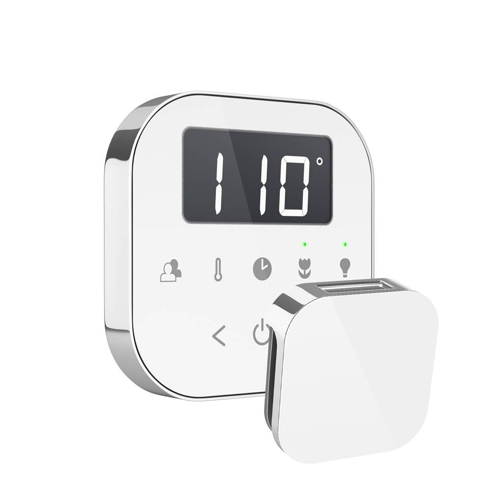 Mr. Steam - AirTempo Steam Shower Control and Aroma Glass SteamHead in White Polished Chrome - White Polished Chrome