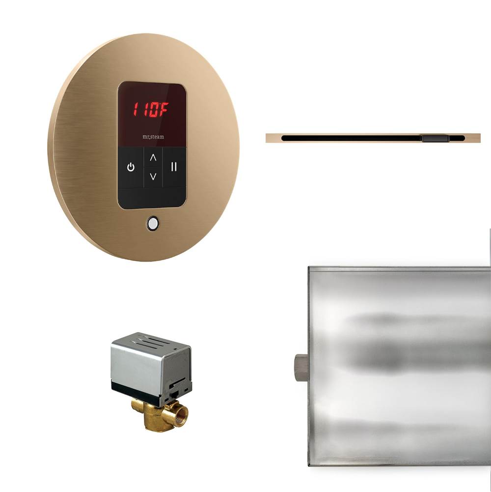 Mr. Steam - Basic Butler Linear Steam Shower Control Package with iTempo Control and Linear SteamHead in Round Brushed Bronze - Brushed Bronze
