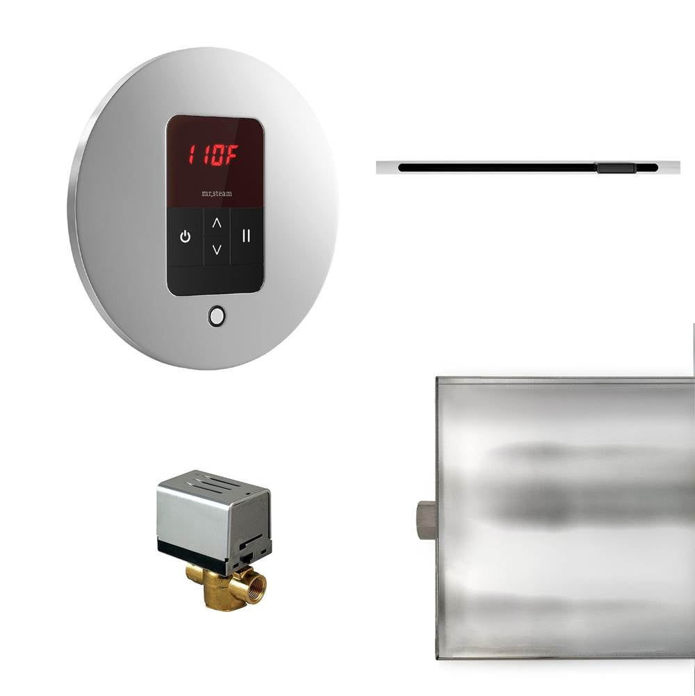 Mr. Steam - Basic Butler Linear Steam Shower Control Package with iTempo Control and Linear SteamHead in Round Polished Chrome - Polished Chrome