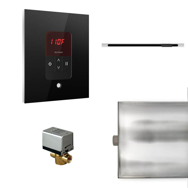 Mr. Steam - Basic Butler Linear Steam Shower Control Package with iTempo Control and Linear SteamHead in Square Glass Black - Glass Black