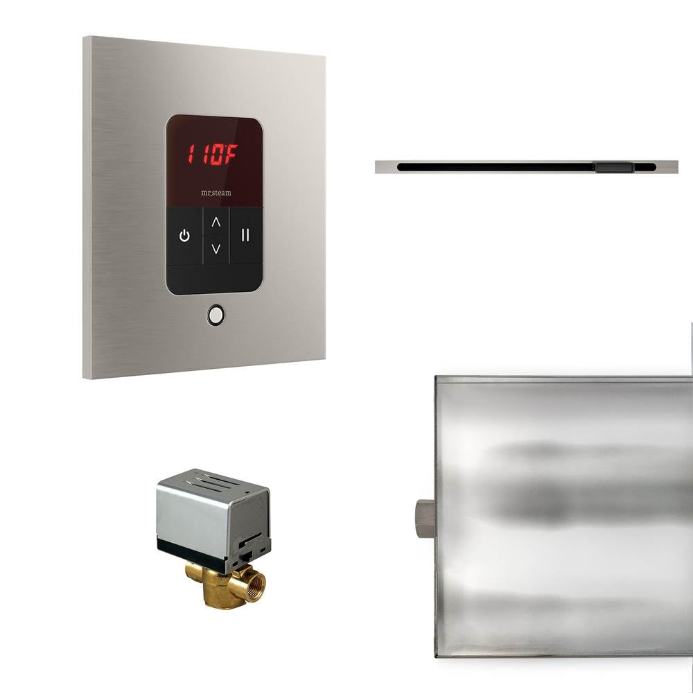 Mr. Steam - Basic Butler Linear Steam Shower Control Package with iTempo Control and Linear SteamHead in Square Brushed Nickel - Brushed Nickel
