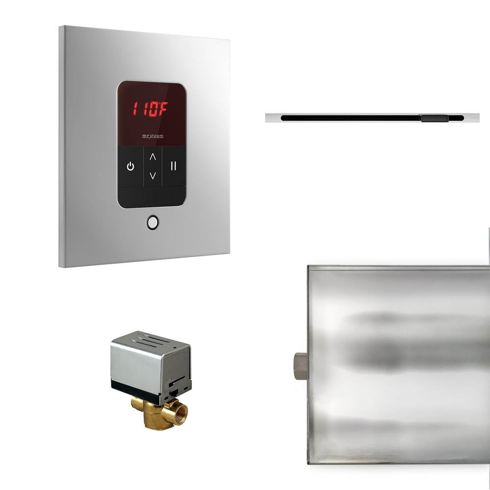 Mr. Steam - Basic Butler Linear Steam Shower Control Package with iTempo Control and Linear SteamHead in Square Polished Chrome - Polished Chrome