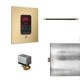 Mr. Steam - Basic Butler Linear Steam Shower Control Package with iTempo Control and Linear SteamHead in Square Satin Brass - Satin Brass
