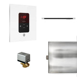 Mr. Steam - Basic Butler Linear Steam Shower Control Package with iTempo Control and Linear SteamHead in Square Glass White - Glass White