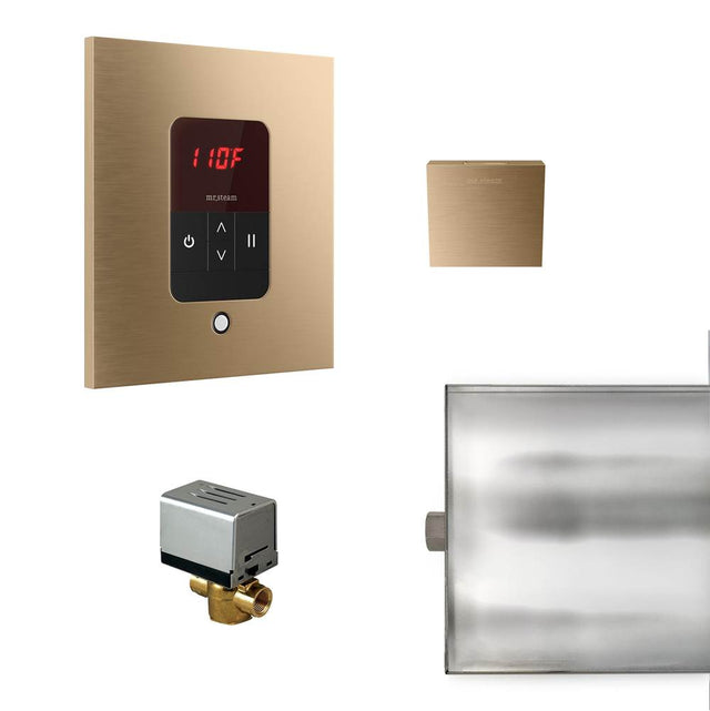 Mr. Steam - Basic Butler Steam Shower Control Package with iTempo Control and Aroma Designer SteamHead in Square Brushed Bronze - Brushed Bronze