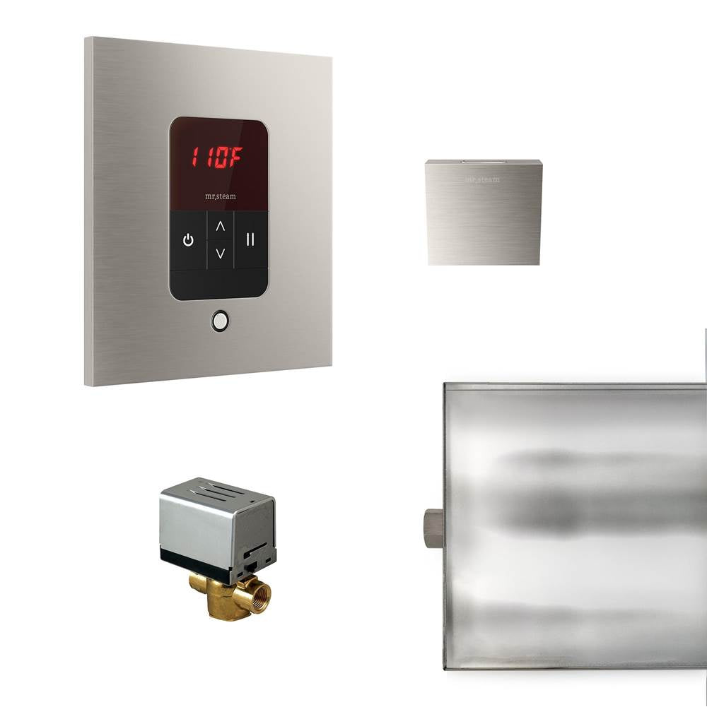 Mr. Steam - Basic Butler Steam Shower Control Package with iTempo Control and Aroma Designer SteamHead in Square Brushed Nickel - Brushed Nickel
