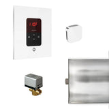 Mr. Steam - Basic Butler Steam Shower Control Package with iTempo Control and Aroma Designer SteamHead in Square Glass White - Glass White