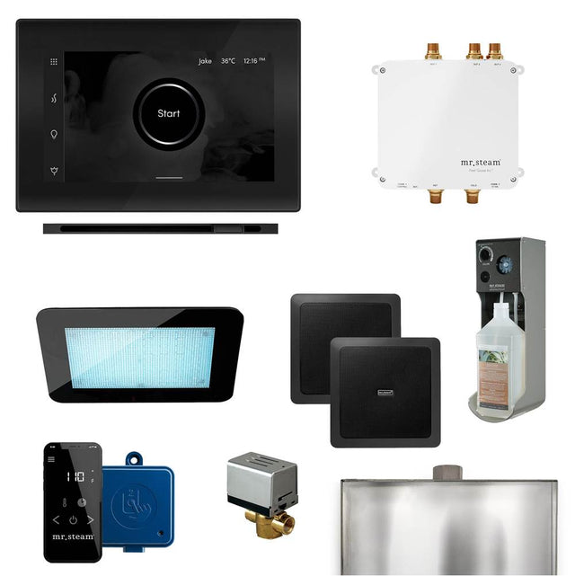 Mr. Steam - Bliss Linear Programmable Steam Generator Control Kit with iSteamX Control and Linear Steamhead in Black Matte Black - Black Matte Black