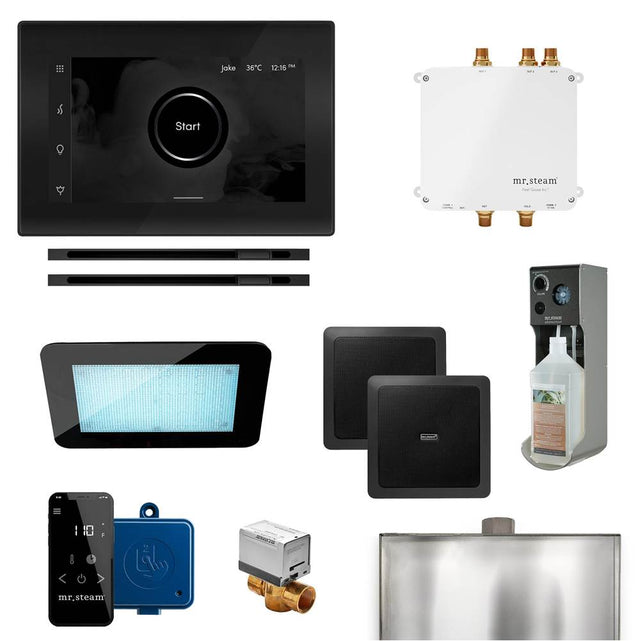 Mr. Steam - Bliss Max Linear Programmable Steam Generator Control Kit with iSteamX Control and Linear Steamhead in Black Matte Black - Black Matte Black