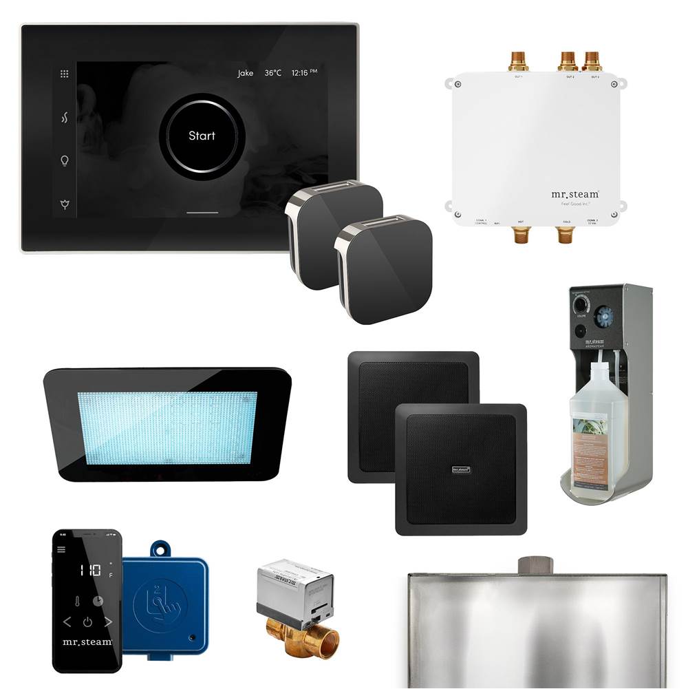 Mr. Steam - Bliss Max Programmable Steam Generator Control Kit with iSteamX Control and Aroma Glass Steamhead in Black Polished Nickel - Black Polished Nickel