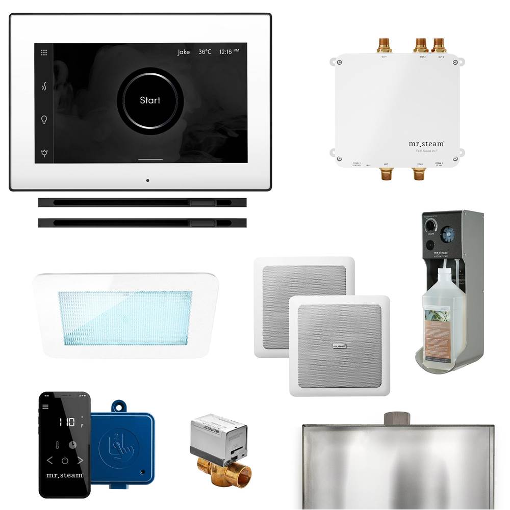Mr. Steam - Bliss Max Linear Programmable Steam Generator Control Kit with iSteamX Control and Linear Steamhead in White Matte Black - White Matte Black