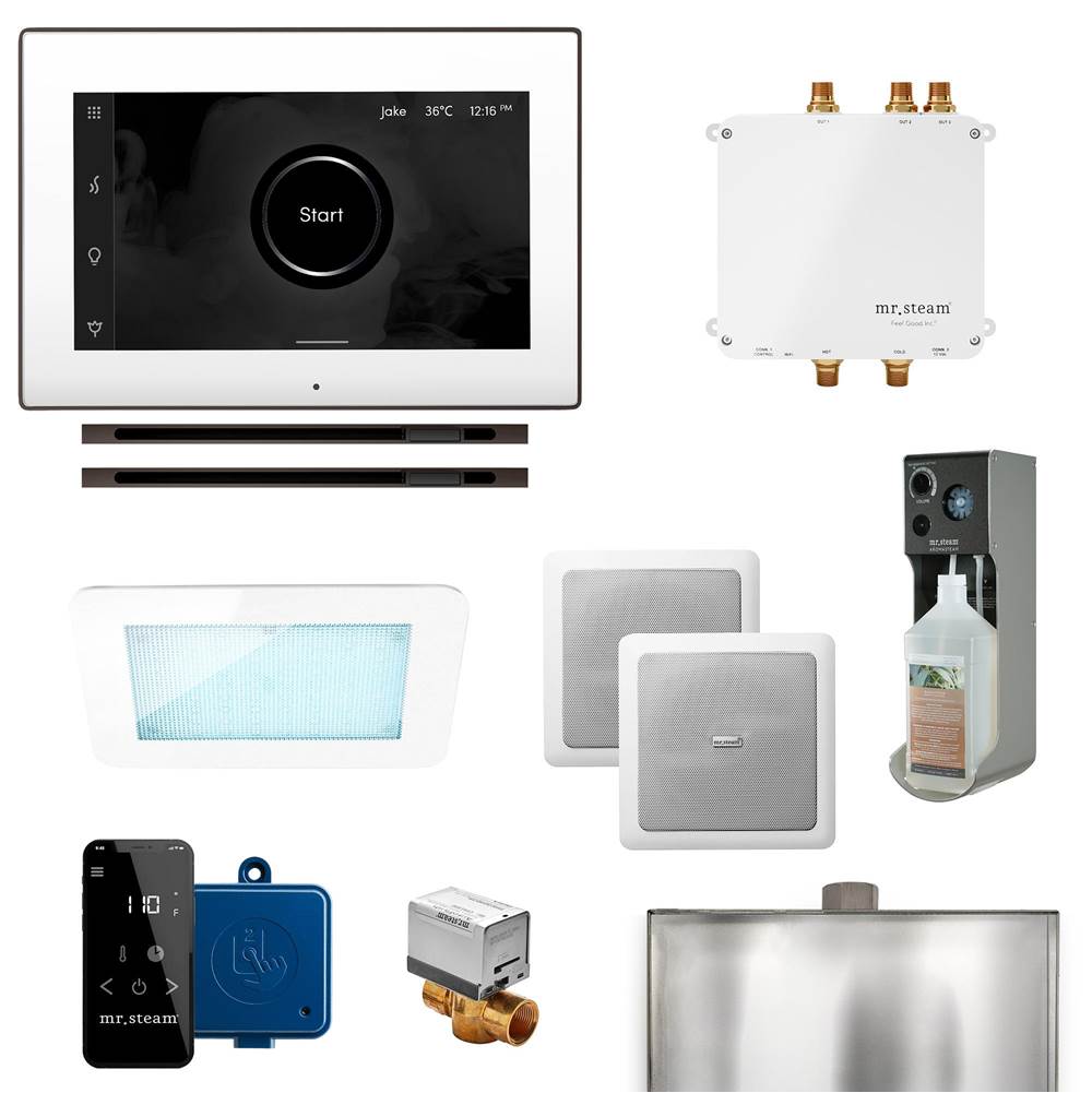 Mr. Steam - Bliss Max Linear Programmable Steam Generator Control Kit with iSteamX Control and Linear Steamhead in White Oil Rubbed Bronze - White Oil Rubbed Bronze