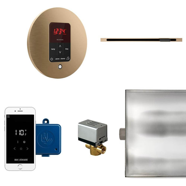 Mr. Steam - Butler Linear Steam Shower Control Package with iTempoPlus Control and Linear SteamHead in Round Brushed Bronze - Brushed Bronze