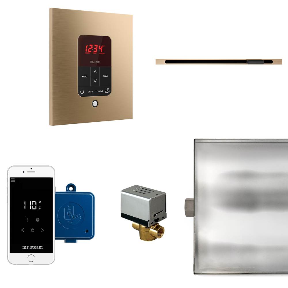 Mr. Steam - Butler Linear Steam Shower Control Package with iTempoPlus Control and Linear SteamHead in Square Brushed Bronze - Brushed Bronze