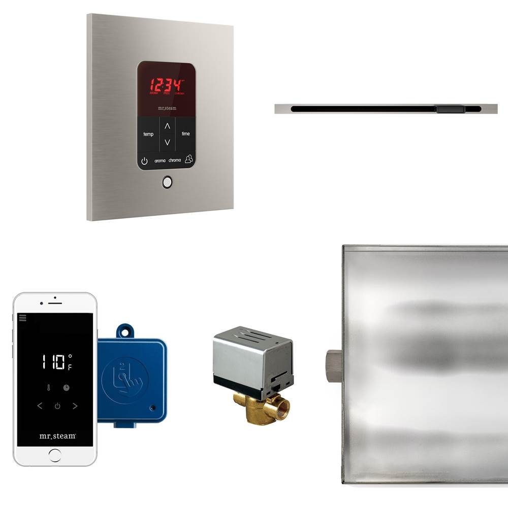 Mr. Steam - Butler Linear Steam Shower Control Package with iTempoPlus Control and Linear SteamHead in Square Brushed Nickel - Brushed Nickel