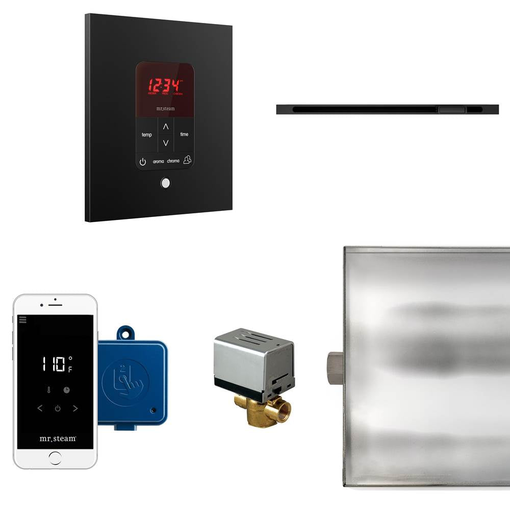 Mr. Steam - Butler Linear Steam Shower Control Package with iTempoPlus Control and Linear SteamHead in Square Matte Black - Matte Black