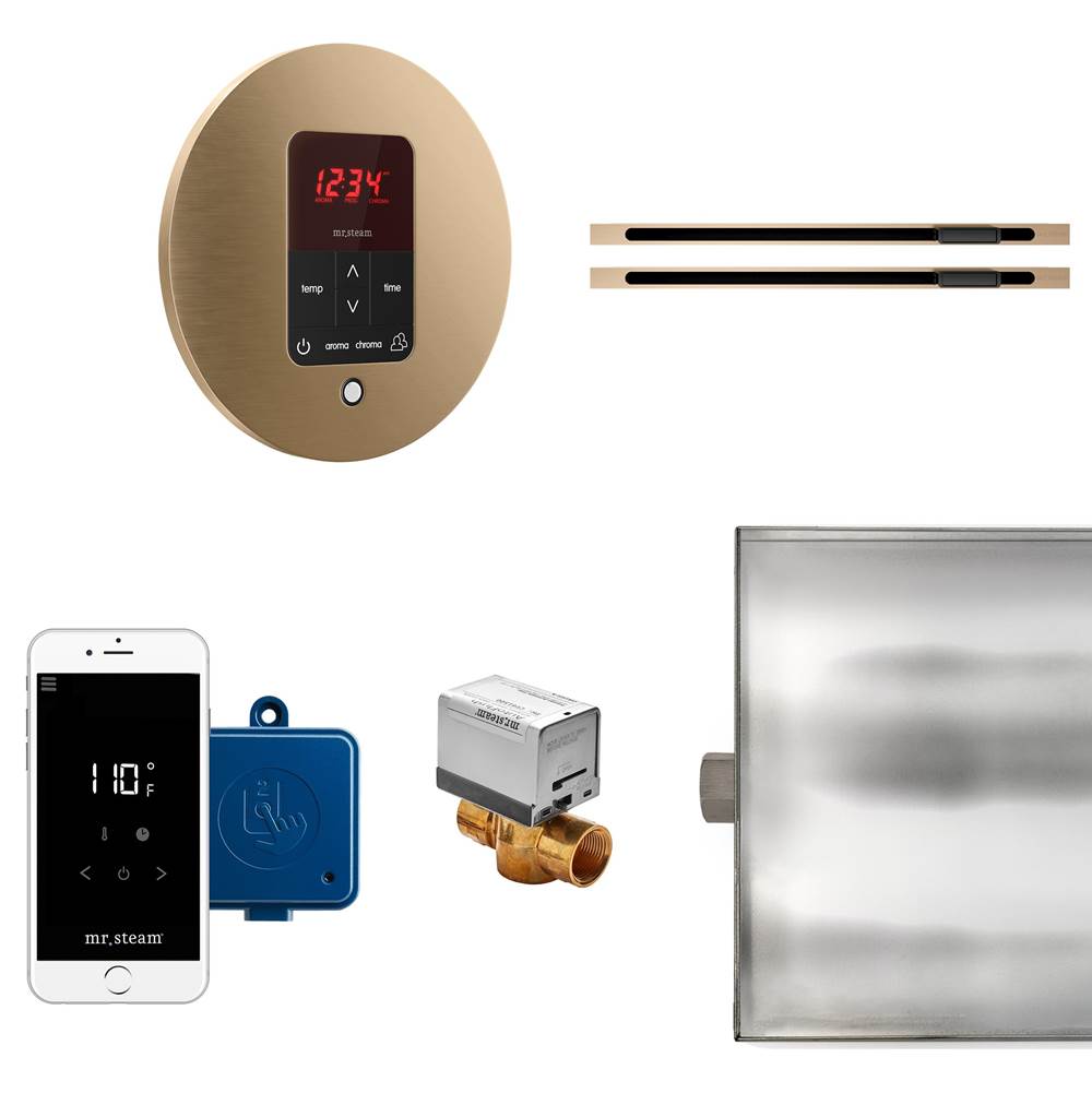 Mr. Steam - Butler Max Linear Steam Shower Control Package with iTempoPlus Control and Linear SteamHead in Round Brushed Bronze - Brushed Bronze