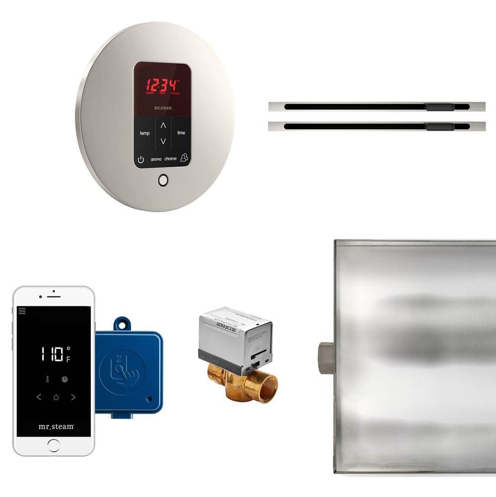 Mr. Steam - Butler Max Linear Steam Shower Control Package with iTempoPlus Control and Linear SteamHead in Round Polished Nickel - Polished Nickel