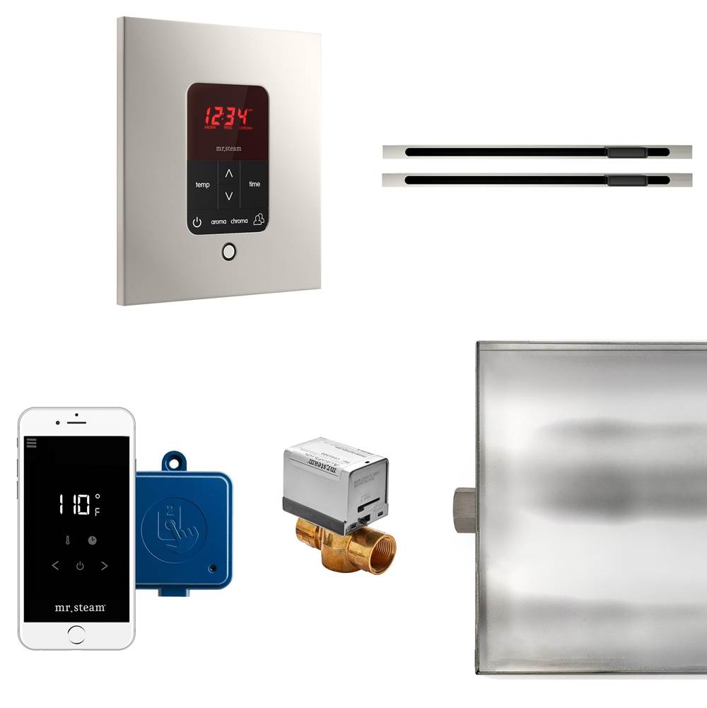 Mr. Steam - Butler Max Linear Steam Shower Control Package with iTempoPlus Control and Linear SteamHead in Square Polished Nickel - Polished Nickel