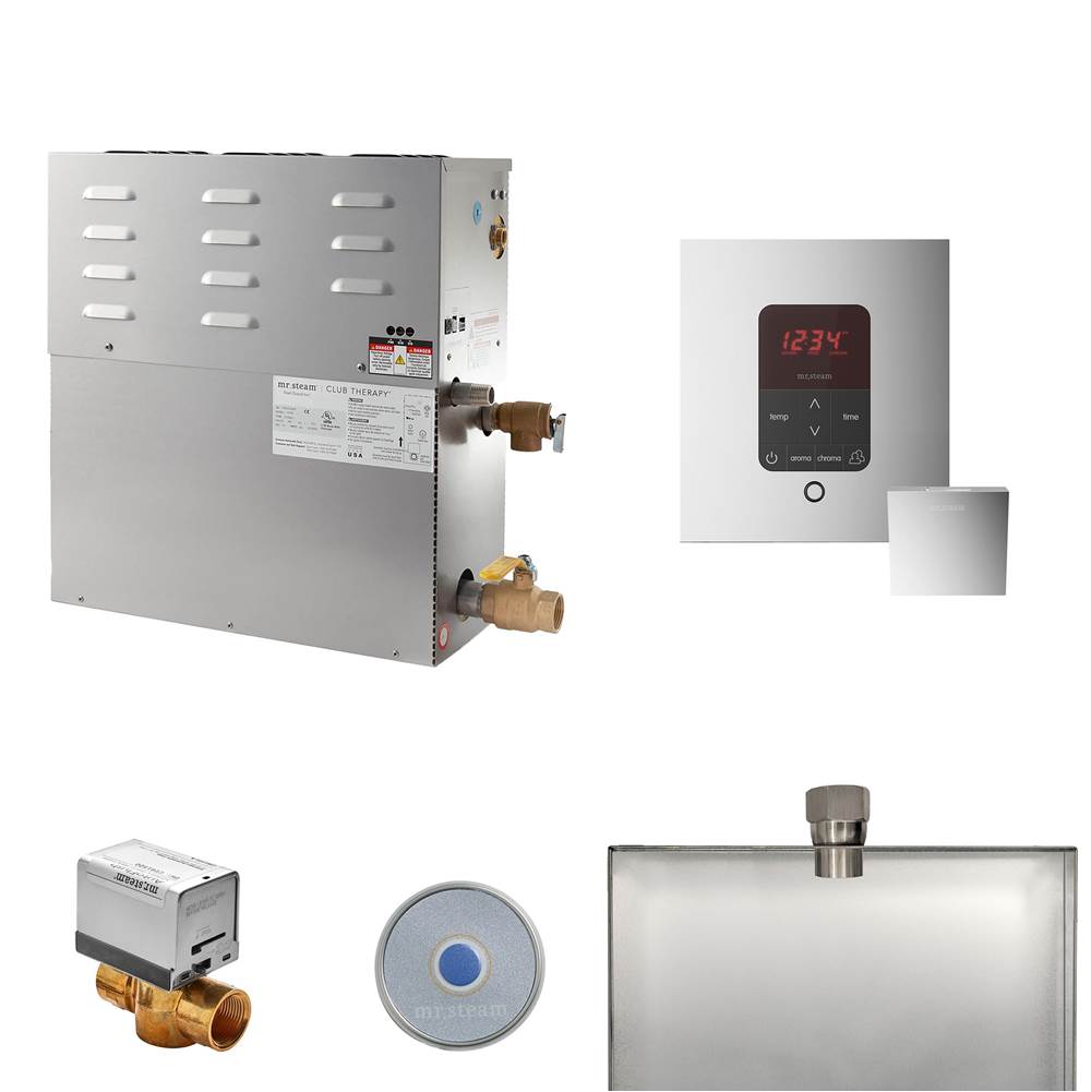 Mr. Steam - CT (iTempoPlus) 9 kW (9000 W) Steam Shower Generator Package with iTempoPlus Control in Square Polished Chrome - Polished Chrome