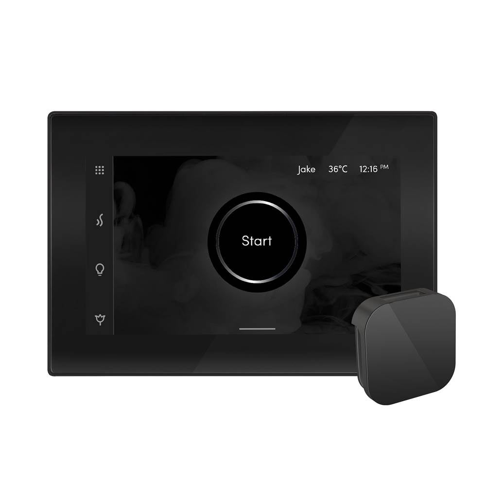 iSteamX Steam Shower Control and Aroma Glass SteamHead in Black Brushed Bronze