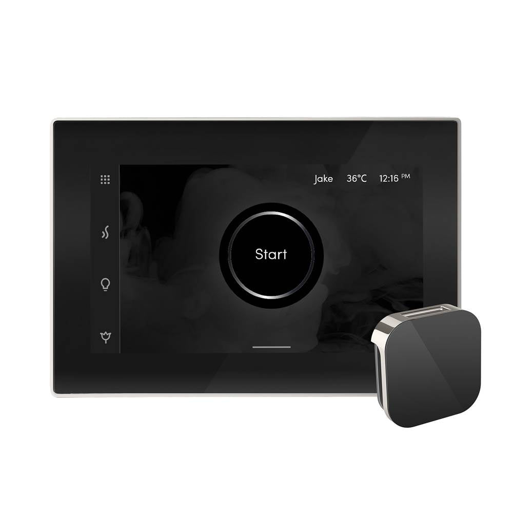 iSteamX Steam Shower Control and Aroma Glass SteamHead in Black Brushed Bronze