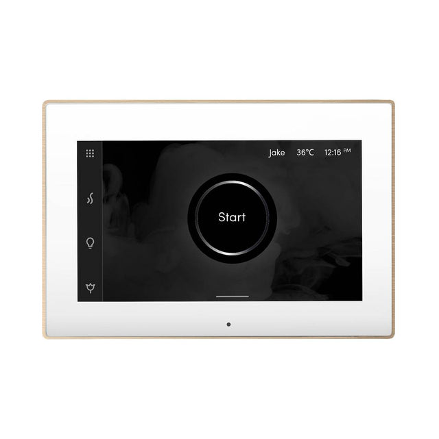 Mr. Steam - iSteamX Steam Shower Control and Aroma Glass SteamHead in White Brushed Bronze - White Brushed Bronze