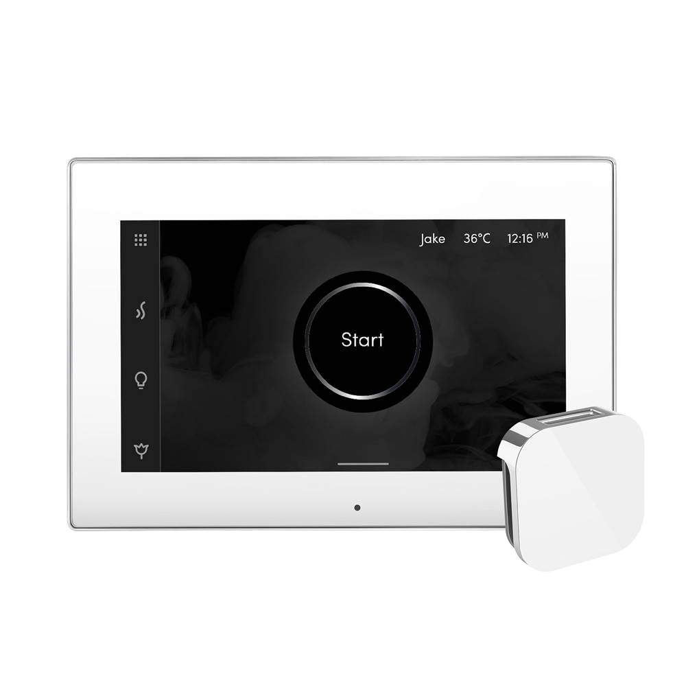 iSteamX Steam Shower Control and Aroma Glass SteamHead in White Brushed Bronze