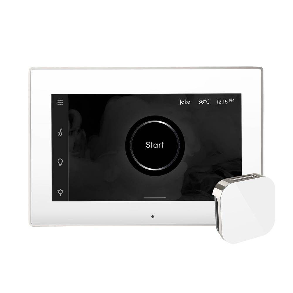iSteamX Steam Shower Control and Aroma Glass SteamHead in White Brushed Bronze
