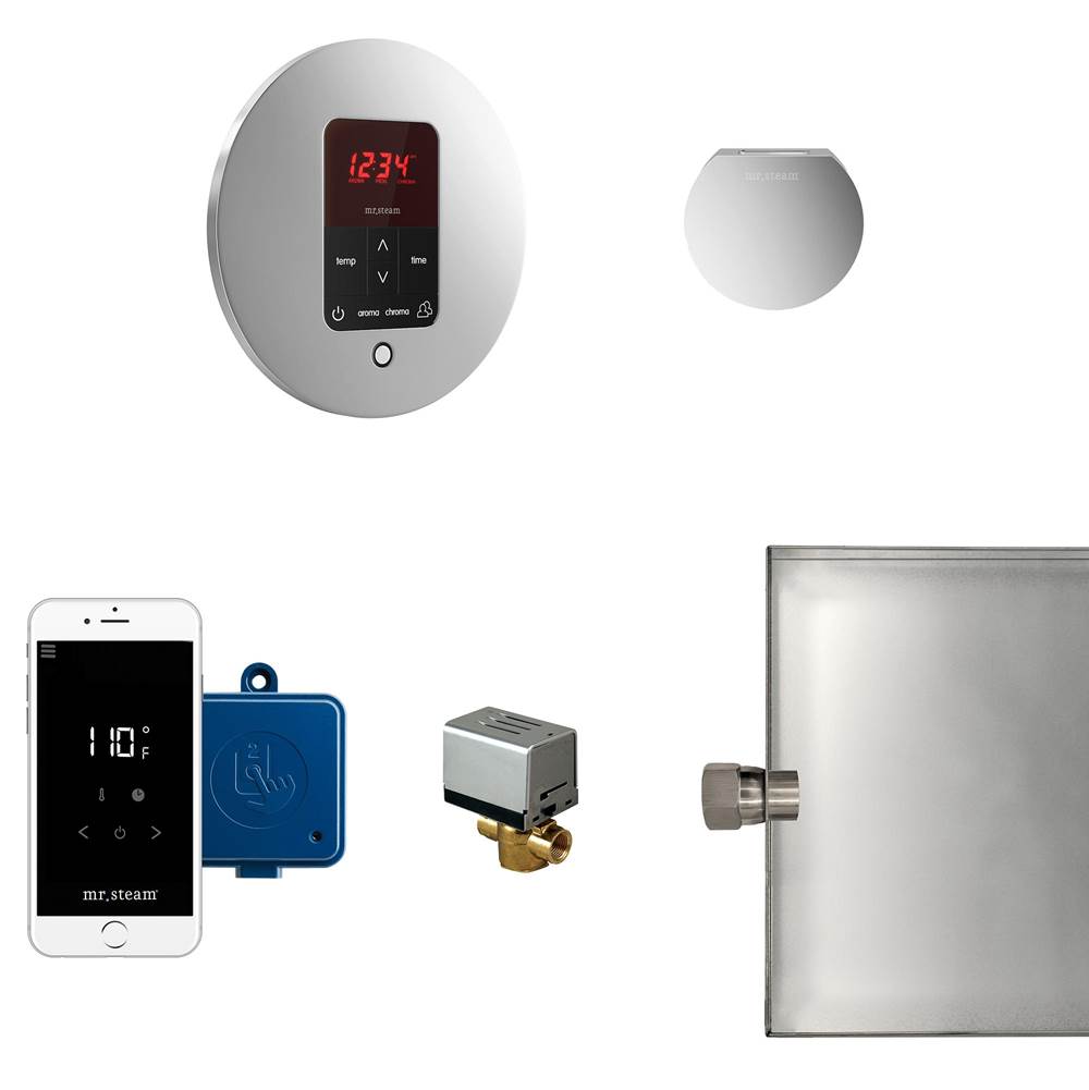 Mr. Steam - Butler Steam Shower Control Package with iTempoPlus Control and Aroma Designer SteamHead in Round Polished Chrome - Polished Chrome
