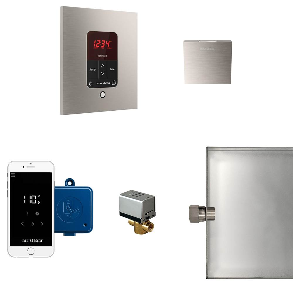Mr. Steam - Butler Steam Shower Control Package with iTempoPlus Control and Aroma Designer SteamHead in Square Brushed Nickel - Brushed Nickel
