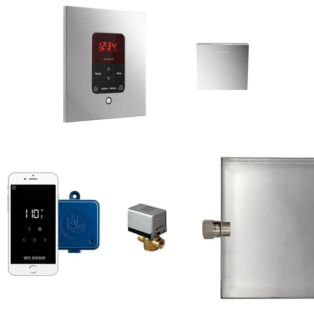 Mr. Steam - Butler Steam Shower Control Package with iTempoPlus Control and Aroma Designer SteamHead in Square Polished Chrome - Polished Chrome