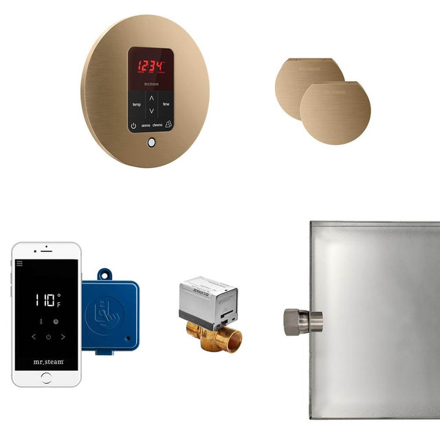 Mr. Steam - Butler Max Steam Shower Control Package with iTempoPlus Control and Aroma Designer SteamHead in Round Brushed Bronze - Brushed Bronze