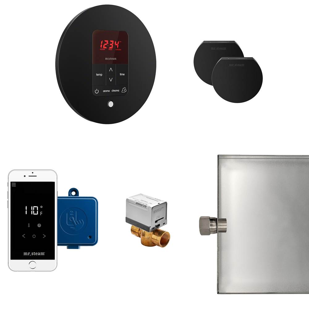 Mr. Steam - Butler Max Steam Shower Control Package with iTempoPlus Control and Aroma Designer SteamHead in Round Matte Black - Matte Black