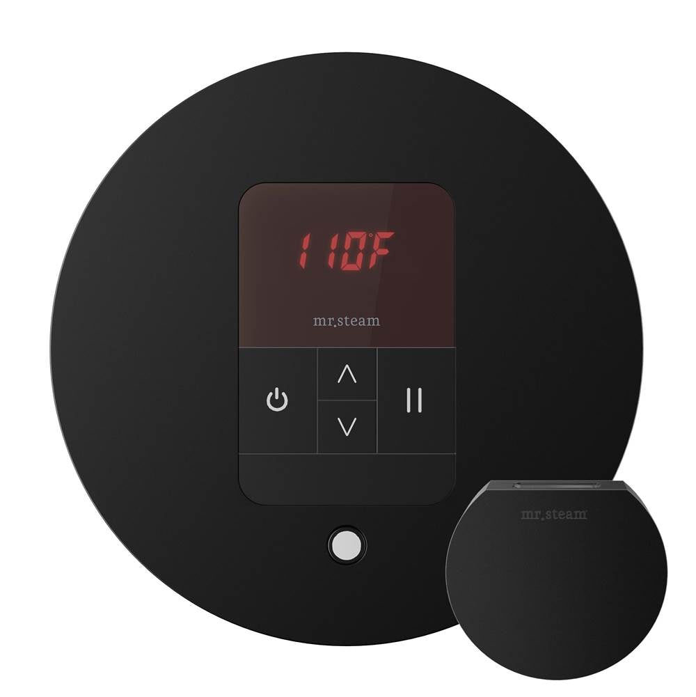 Mr. Steam - iTempo Steam Shower Control and Aroma Designer SteamHead in Round Matte Black - Matte Black