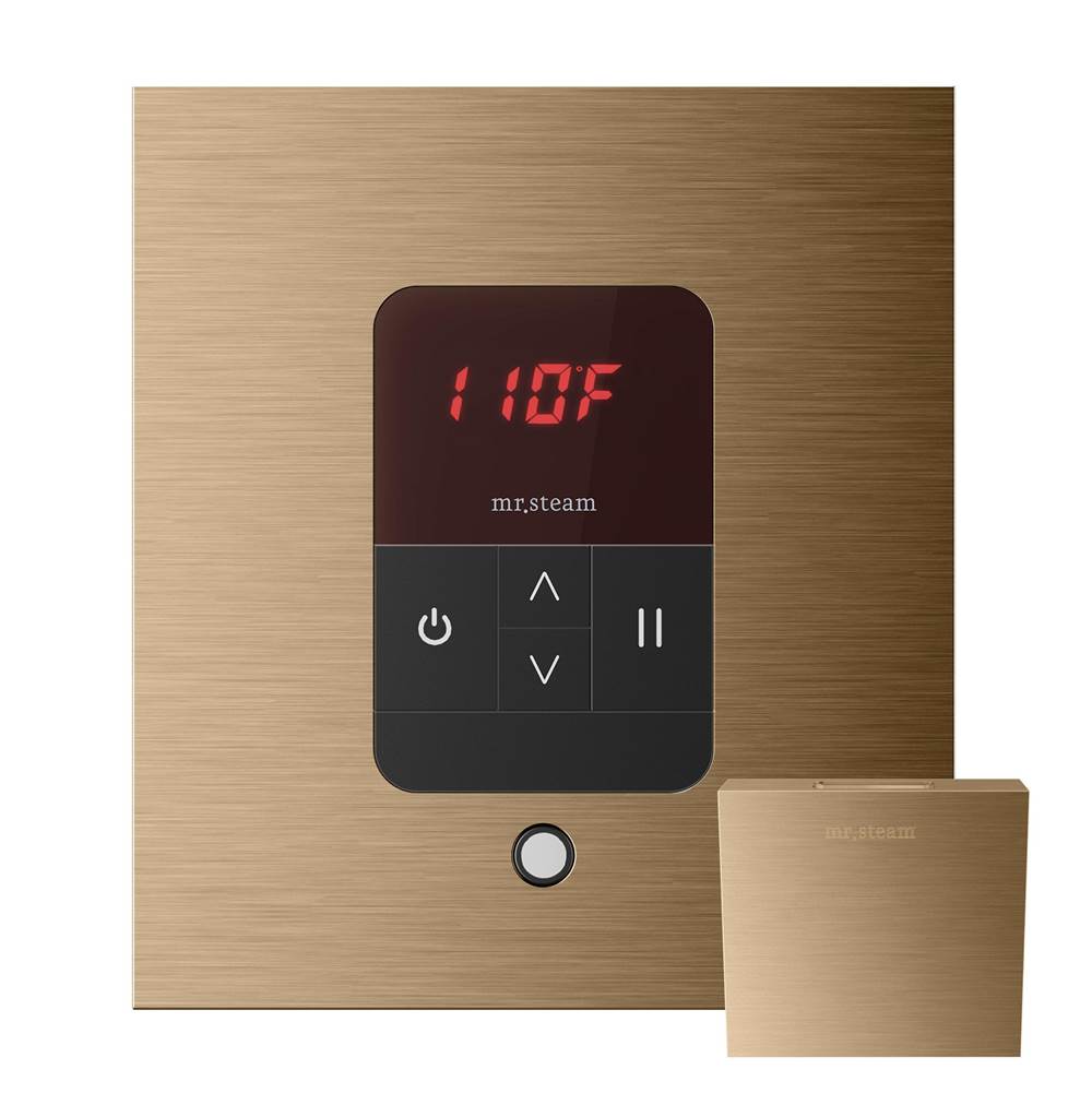 Mr. Steam - iTempo Steam Shower Control and Aroma Designer SteamHead in Square Brushed Bronze - Brushed Bronze