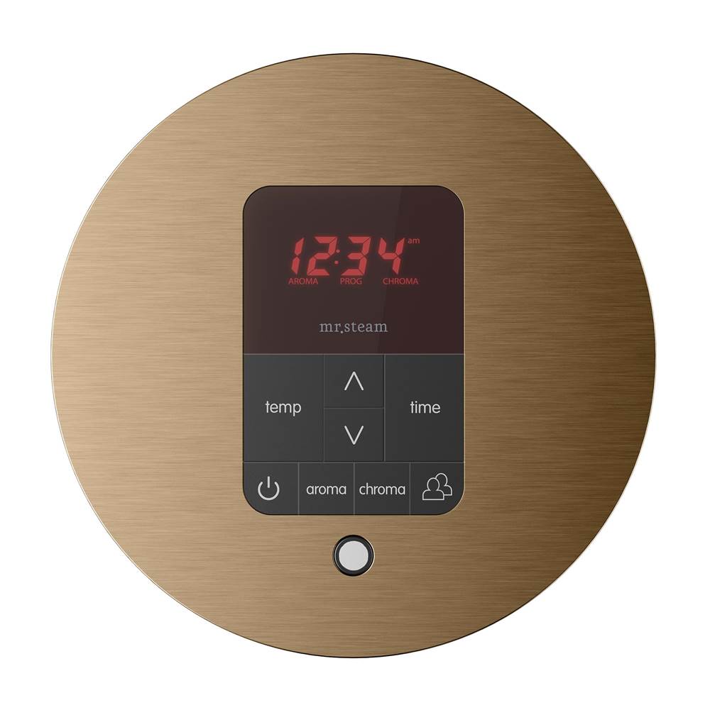 iTempoPlus Steam Shower Control and Aroma Designer SteamHead in Round Brushed Bronze
