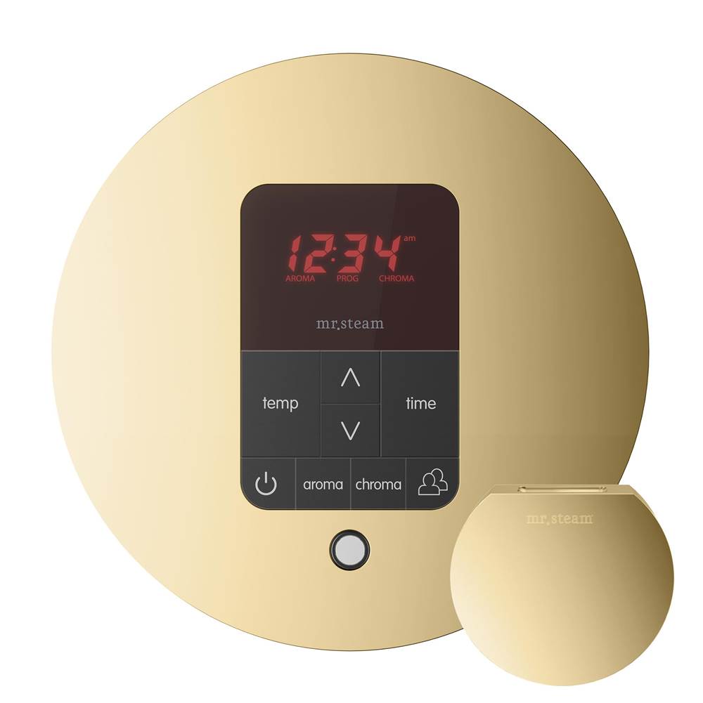 Mr. Steam - iTempoPlus Steam Shower Control and Aroma Designer SteamHead in Round Polished Brass - Polished Brass