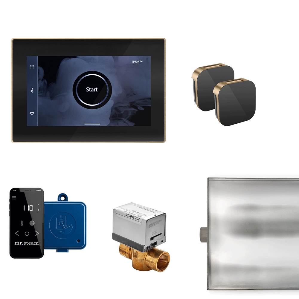 Mr. Steam - XButler Max Steam Shower Control Package with iSteamX Control and Aroma Glass SteamHead in Black Brushed Bronze - Black Brushed Bronze