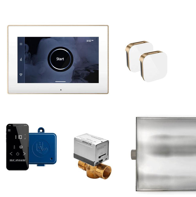 Mr. Steam - XButler Max Steam Shower Control Package with iSteamX Control and Aroma Glass SteamHead in White Brushed Bronze - White Brushed Bronze