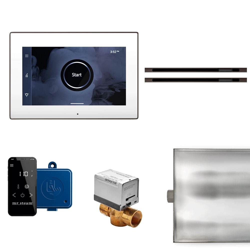 Mr. Steam - XButler Max Linear Steam Shower Control Package with iSteamX Control and Linear SteamHead in White Oil Rubbed Bronze - White Oil Rubbed Bronze