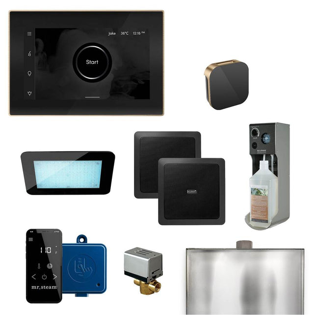 Mr. Steam - XDream Programmable Steam Generator Control Kit with iSteamX Control and Aroma Glass Steamhead in Black Brushed Bronze - Black Brushed Bronze