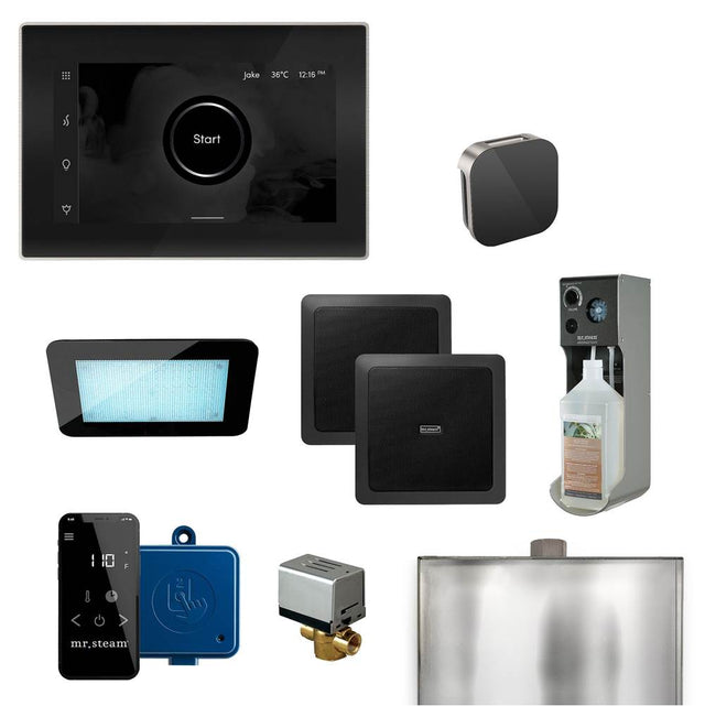 Mr. Steam - XDream Programmable Steam Generator Control Kit with iSteamX Control and Aroma Glass Steamhead in Black Brushed Nickel - Black Brushed Nickel