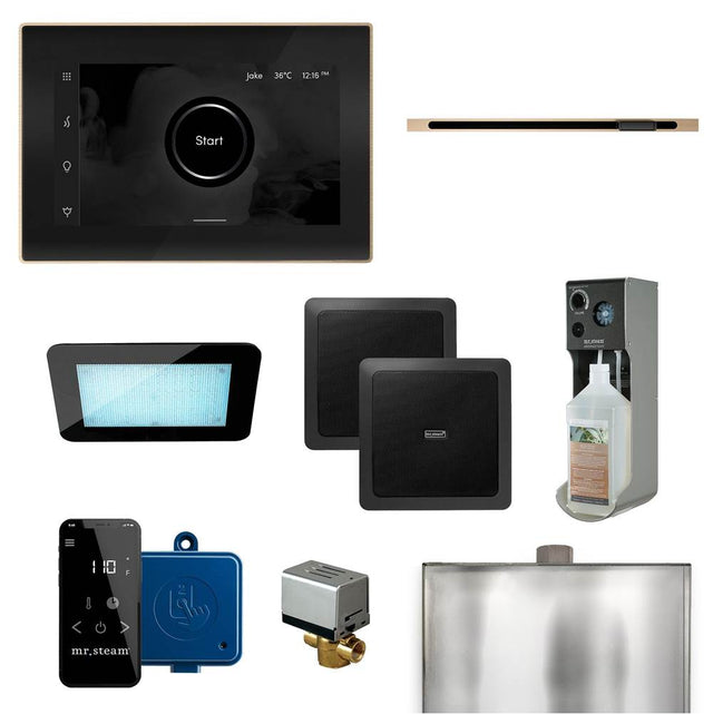 Mr. Steam - XDream Linear Programmable Steam Generator Control Kit with iSteamX Control and Linear Steamhead in Black Brushed Bronze - Black Brushed Bronze