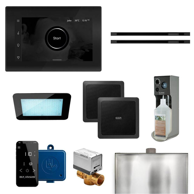 Mr. Steam - XDream Max Linear Programmable Steam Generator Control Kit with iSteamX Control and Linear Steamhead in Black Matte Black - Black Matte Black