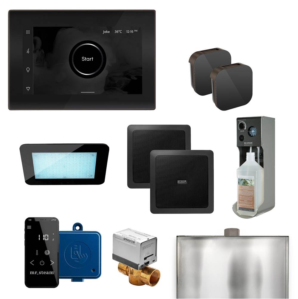 Mr. Steam - XDream Max Programmable Steam Generator Control Kit with iSteamX Control and Aroma Glass Steamhead in Black Oil Rubbed Bronze - Black Oil Rubbed Bronze