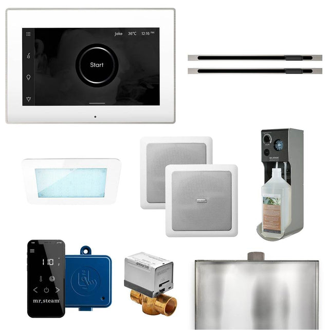 Mr. Steam - XDream Max Linear Programmable Steam Generator Control Kit with iSteamX Control and Linear Steamhead in White Brushed Nickel - White Brushed Nickel