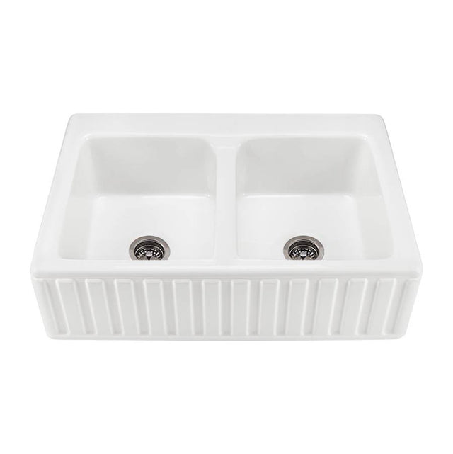 MTI Basics - VERTICAL FRONT DOUBLE BOWL BASI 33X22 WHITE - White