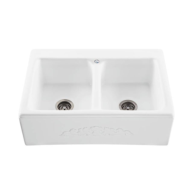 MTI Basics - EMBOSSED FRONT DOUBLE BOWL BASI 33X22 WHITE - White